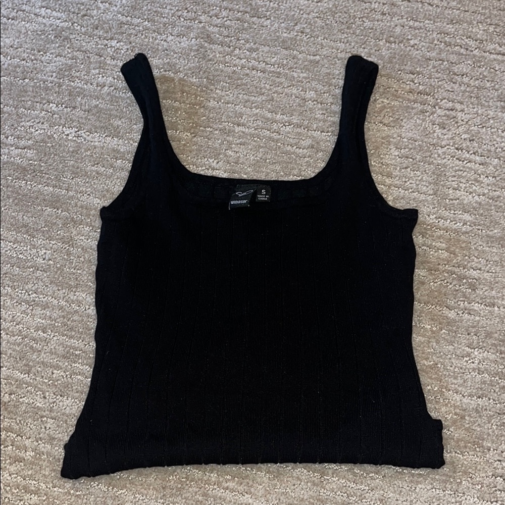 Black Fitted Ribbed Spaghetti Strap Bodysuit